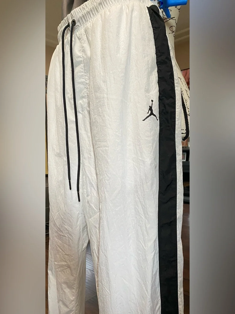 Jordan White Track Pants with Black Side Stripe